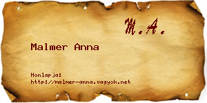 Malmer Anna névjegykártya