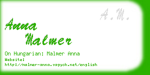 anna malmer business card